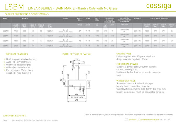 Cossiga Linear Series LSBM6 - Bain Marie
