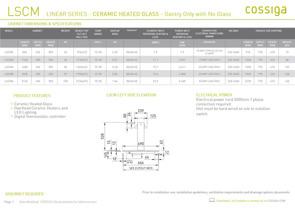 Cossiga Linear Series LSCM2 - Ceramic Hotplate