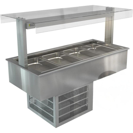 Cossiga Linear Series LSRF6-FT - Drop-In Chilled Well with Flat Top Sneeze Guard