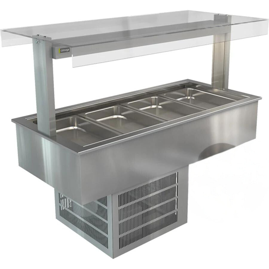 Cossiga Linear Series LSRF3-FT - Drop-In Chilled Well with Flat Top Sneeze Guard