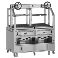 Scheer Proline LV675A - 1200mm Gas Lava Rock Twin Wheel Lift Grill
