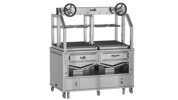 Scheer Proline LV675A - 1200mm Gas Lava Rock Twin Wheel Lift Grill