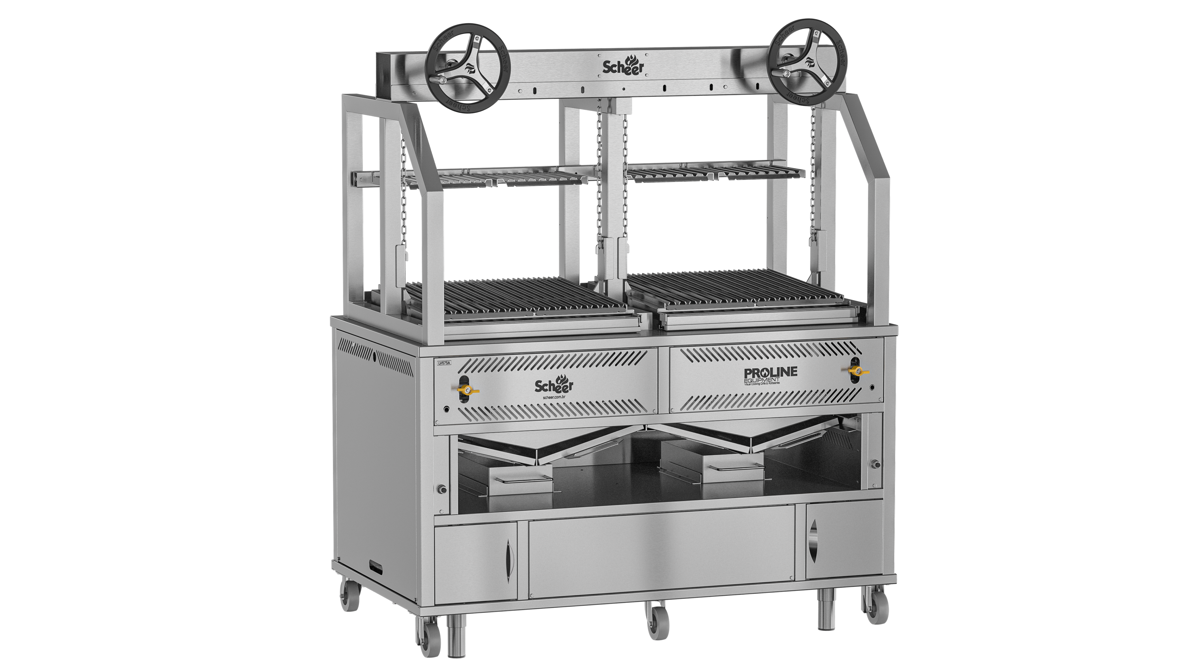 Scheer Proline LV675A - 1500mm Gas Lava Rock Twin Wheel Lift Grill