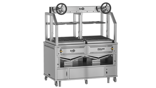 Scheer Proline LV675A - 1500mm Gas Lava Rock Twin Wheel Lift Grill
