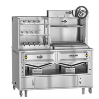 Scheer Proline LVR375A - 1500mm Gas Lava Rock Combo Rotisserie & Wheel Lift Grill