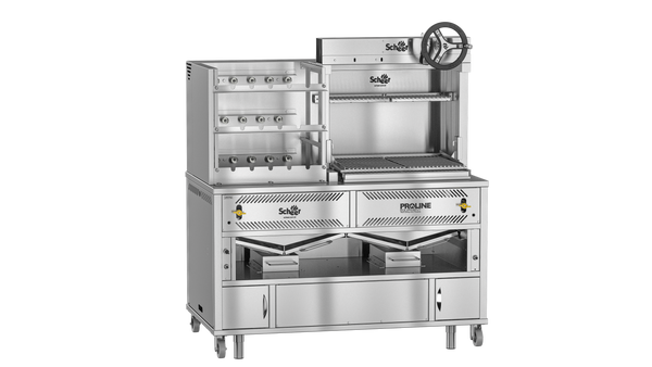 Scheer Proline LVR375A - 1500mm Gas Lava Rock Combo Rotisserie & Wheel Lift Grill