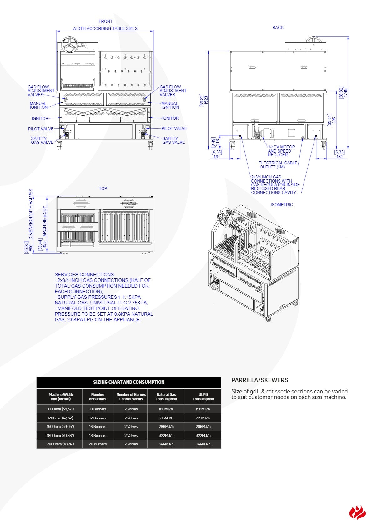 Thumbnail - Scheer Proline LVR375A - 1500mm Gas Lava Rock Combo Rotisserie & Wheel Lift Grill