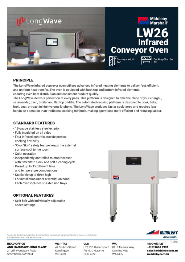 Middleby Marshall LongWave LW26T-CAV - Infrared Conveyor Oven