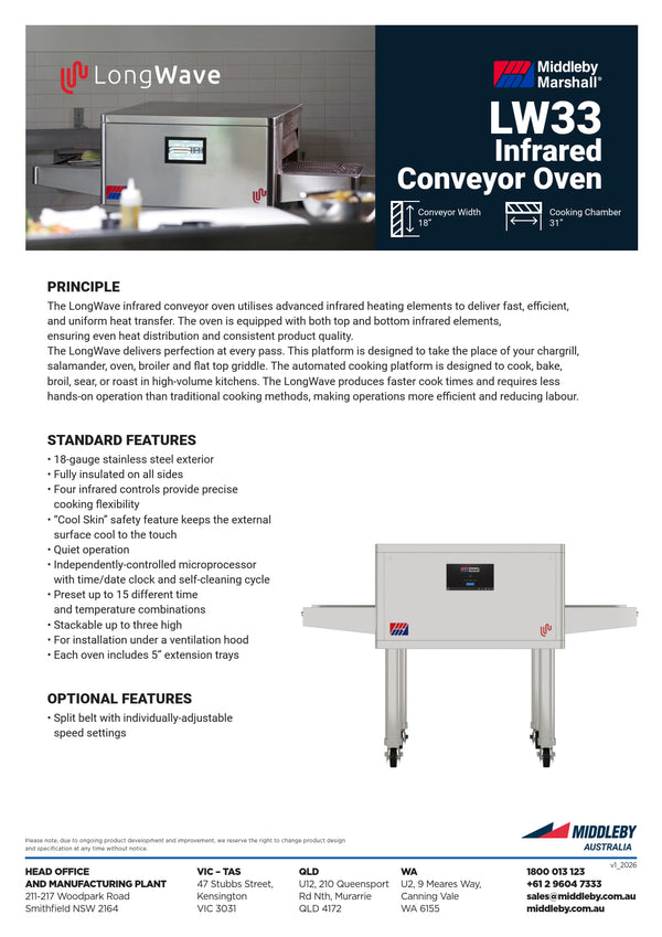 Middleby Marshall LongWave LW33T-CAV - Infrared Conveyor Oven