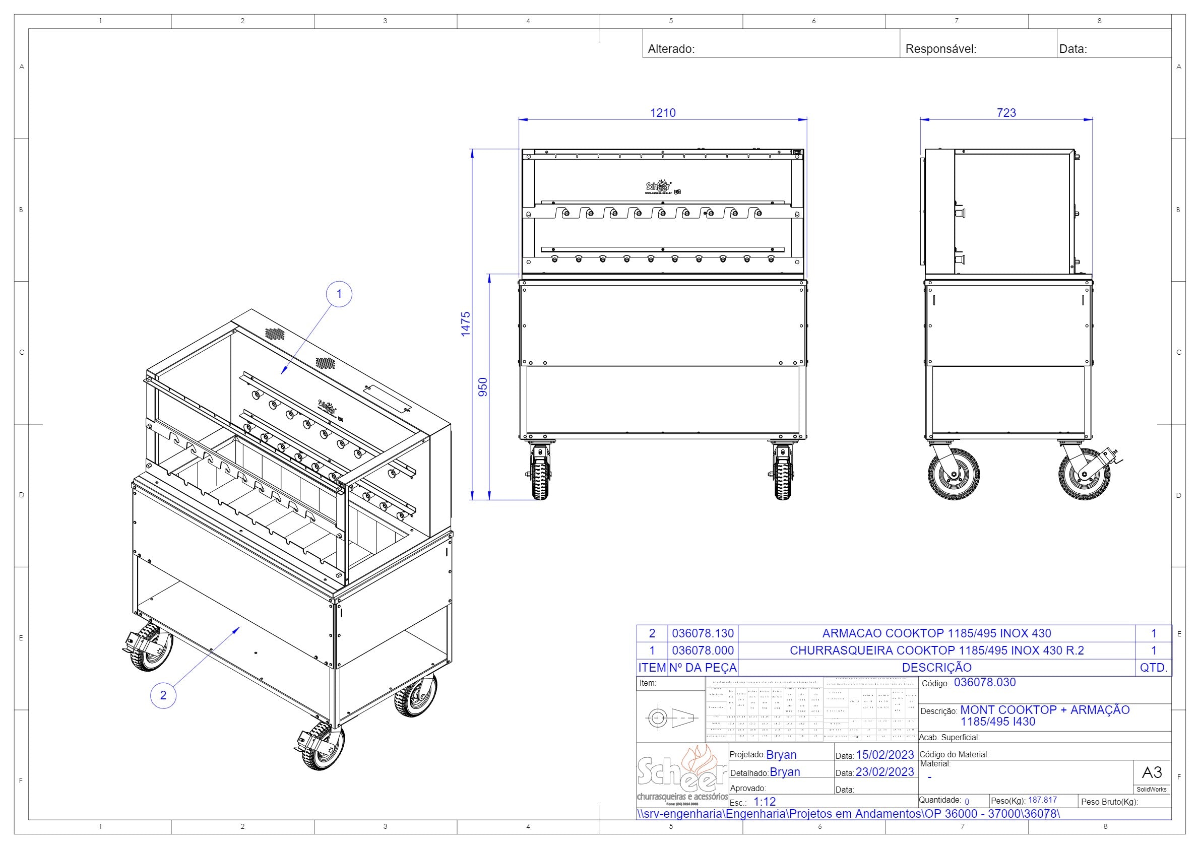 Thumbnail - Scheer Proline Light Catering - 1200mm Charcoal Rotisserie