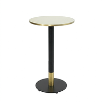 Lime Beige Marble Sintered Stone Bar Table with Black Discus Base