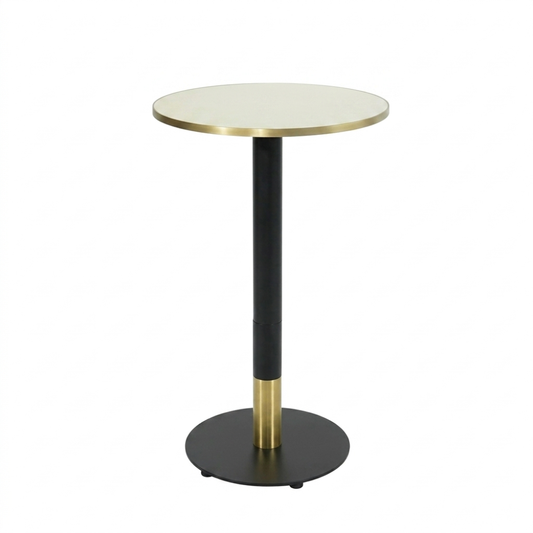 Lime Beige Marble Sintered Stone Bar Table with Black Discus Base