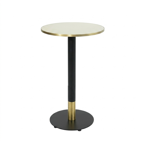 Lime Beige Marble Sintered Stone Bar Table with Black Discus Base