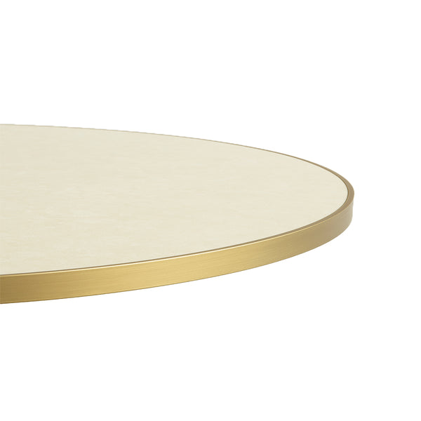 Lime Beige Marble Sintered Stone Bar Table with Black Discus Base