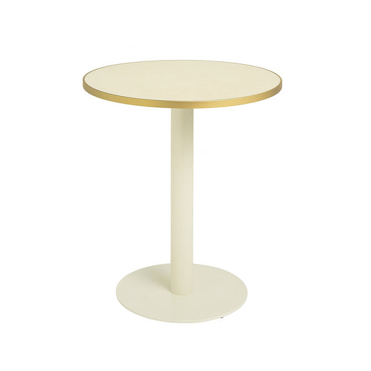 Lime Beige Marble Sintered Stone with Shell White 450 Table Base