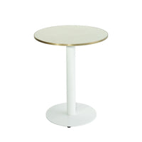 Lime Beige Marble Sintered Stone with White 450 Table Base