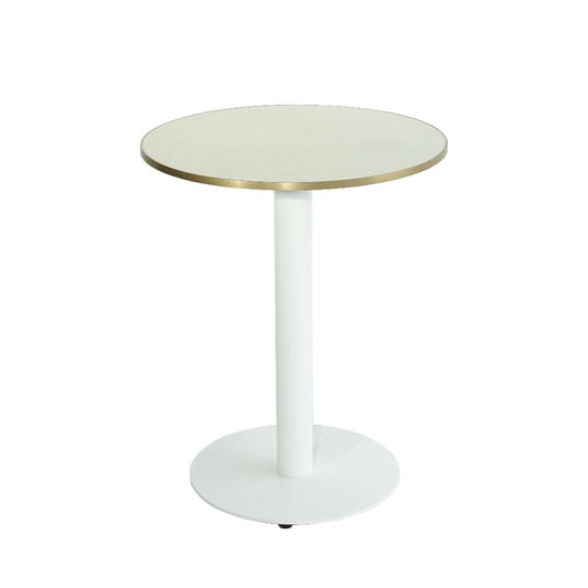 Lime Beige Marble Sintered Stone with White 450 Table Base