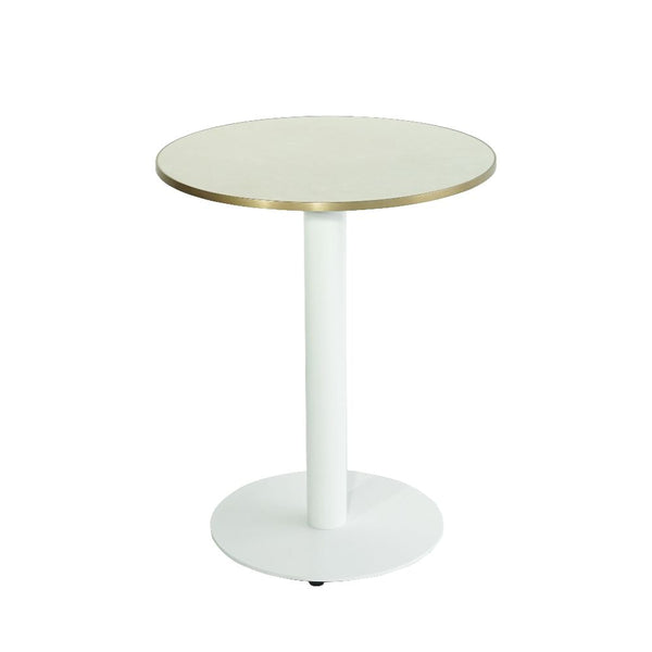 Lime Beige Marble Sintered Stone with White 450 Table Base