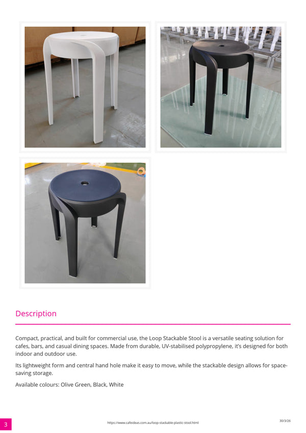 Loop Stackable Plastic Stool