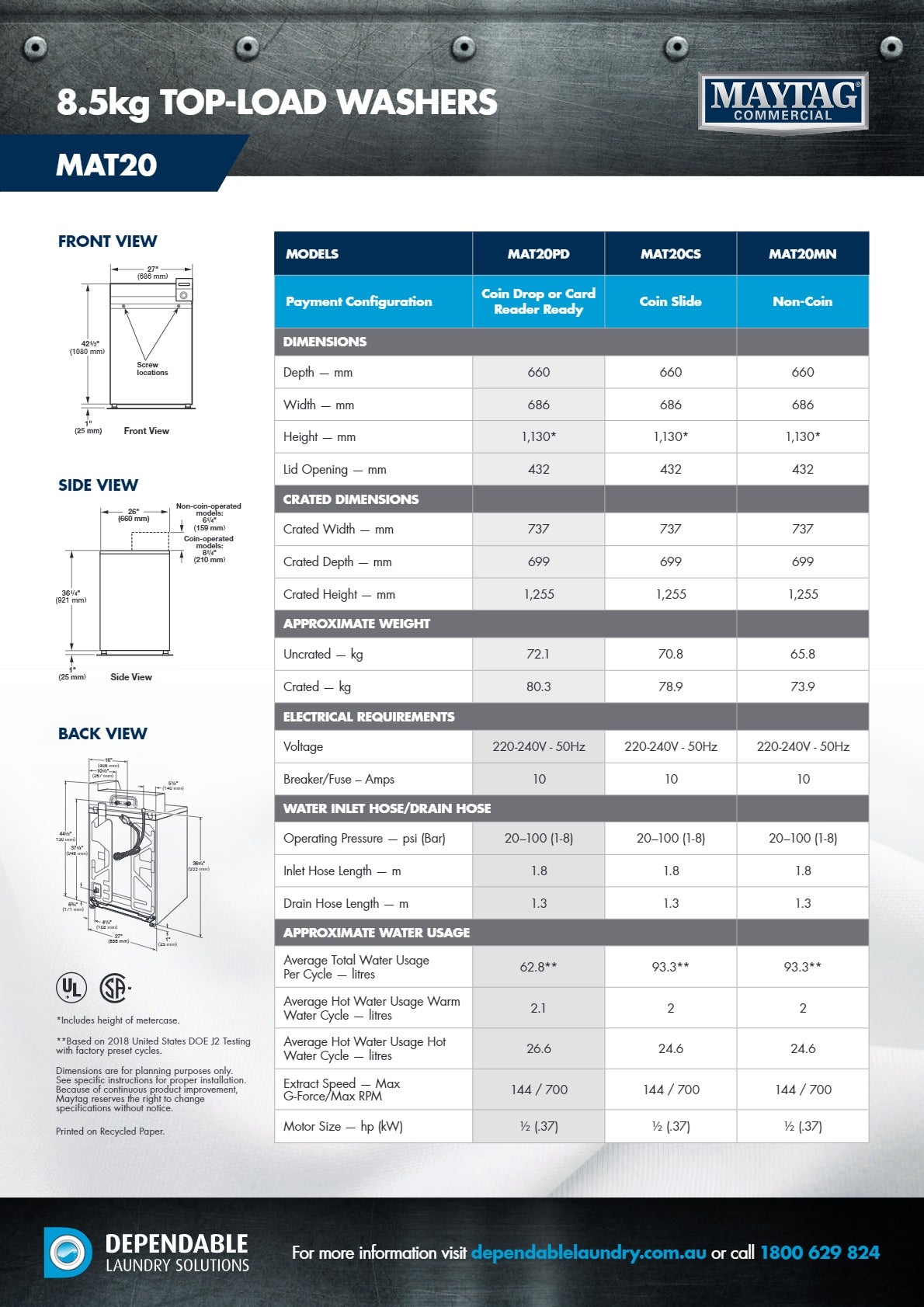 Thumbnail - Maytag Commercial MAT20MN - Top Load Washer