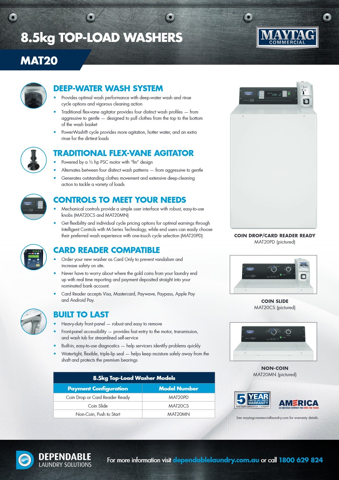 Maytag Commercial MAT20PD - Coin Operated Top Load Washer