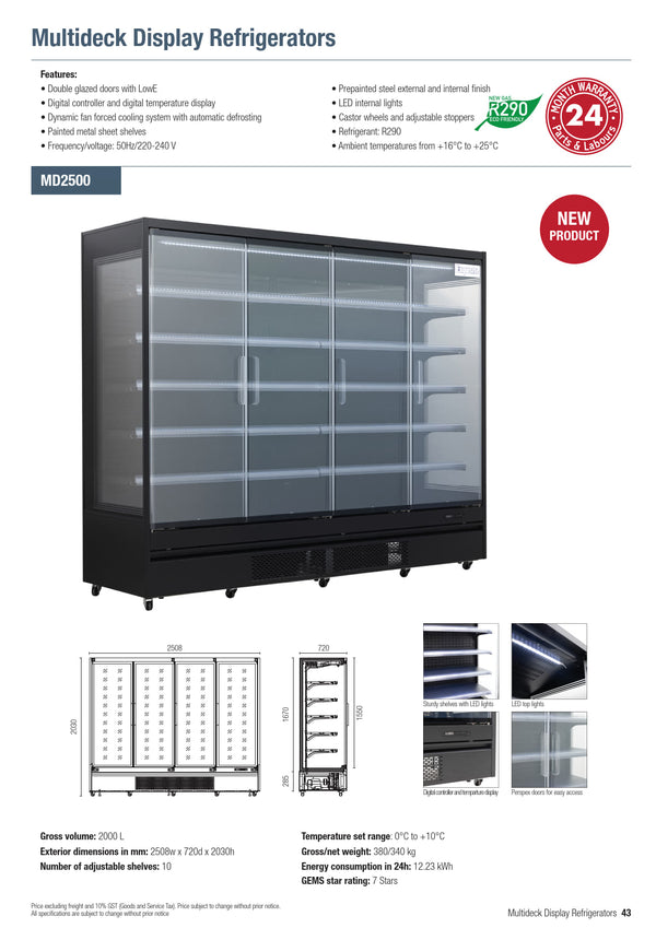 Exquisite MD2500 - Multideck Display Fridge