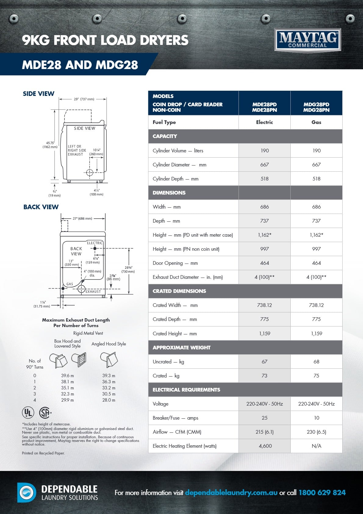 Thumbnail - Maytag Commercial MDE28PN - Electric Dryer