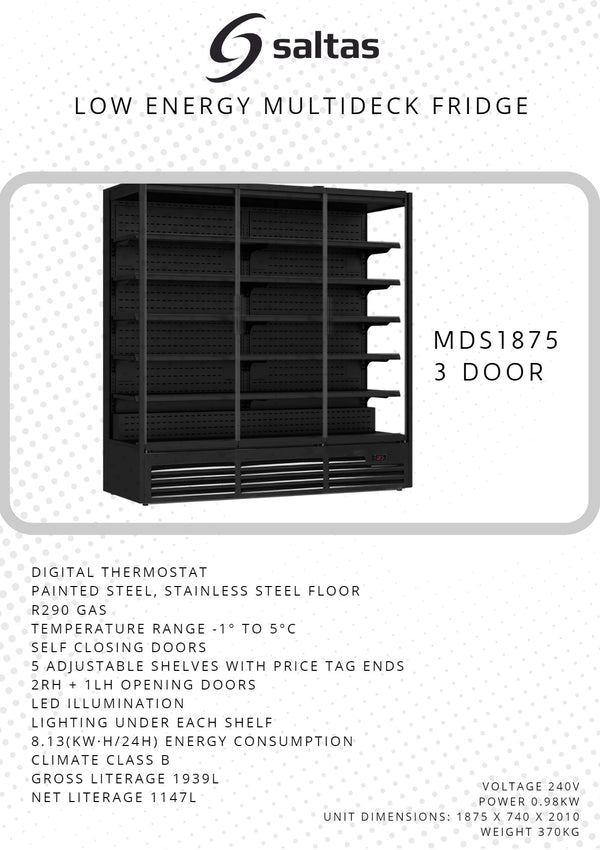 Saltas MDS1875 - 3 Door Multideck Fridge