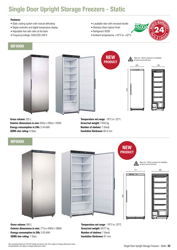 Exquisite MF600H - Solid Door Upright Freezer