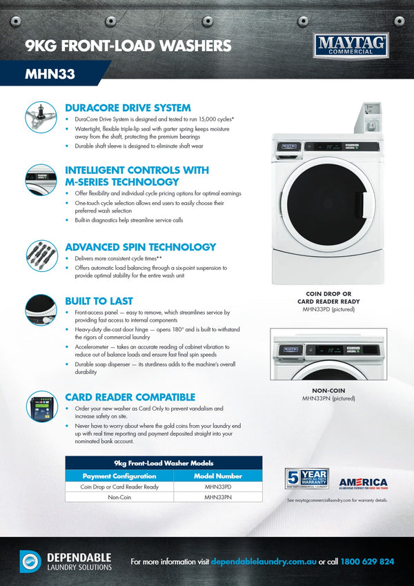 Maytag Commercial MHN33PN - Front Load Washer