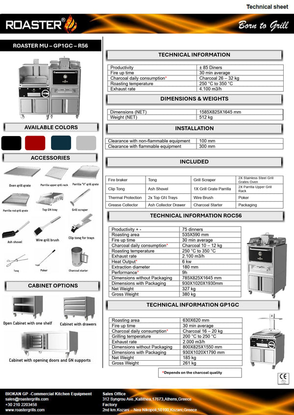Roaster MU-GP1GC-R56 - Charcoal Oven and Parilla Combo