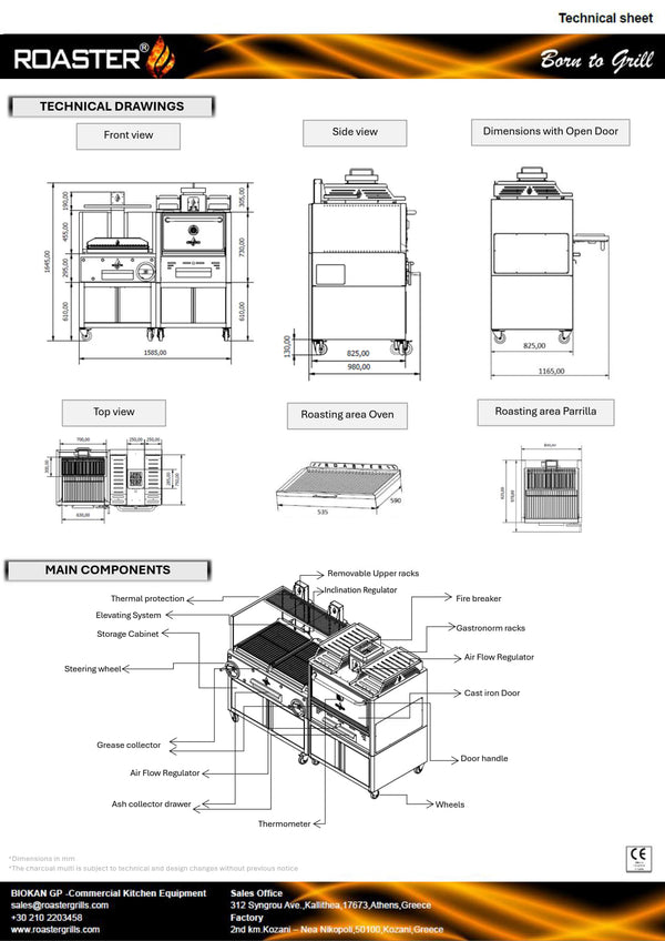 Roaster MU-GP1GC-R56 - Charcoal Oven and Parilla Combo