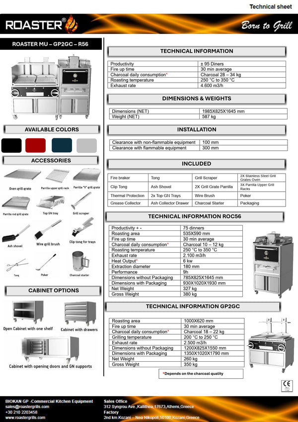 Roaster MU-GP2GC-R56 - Charcoal Oven and Parilla Combo