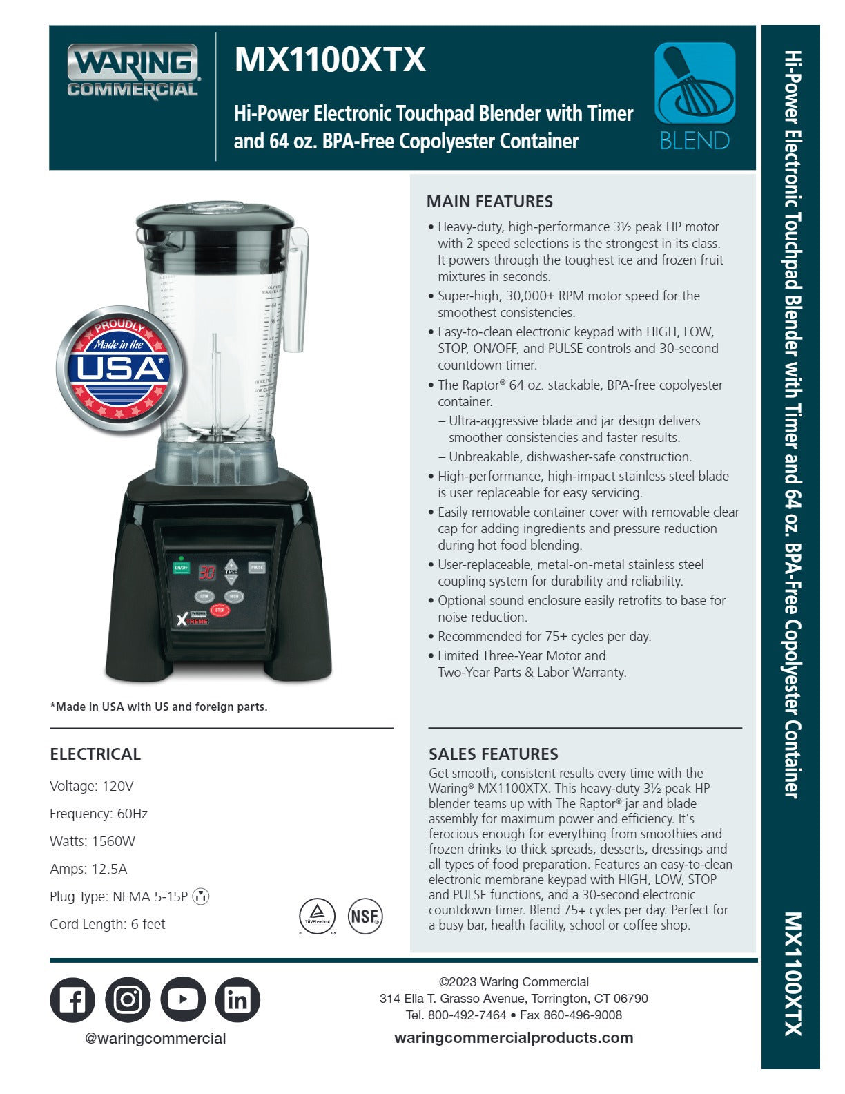 Waring MX1100XTXEE - Blender