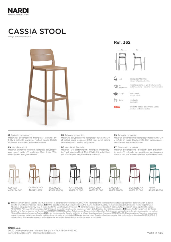 Nardi Cassia Resin Outdoor Bar Stool