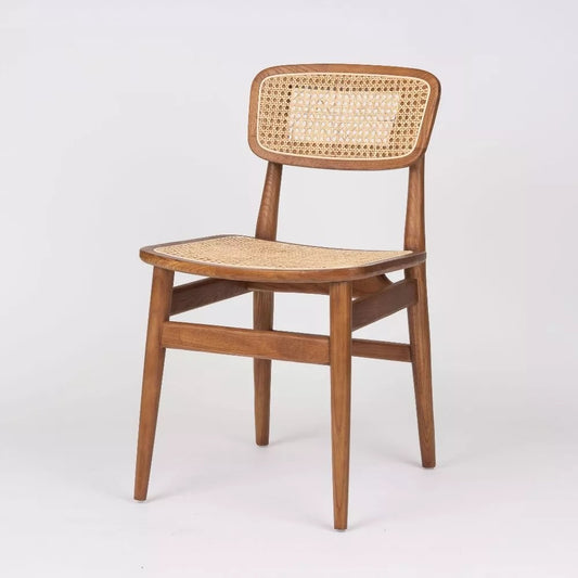 Nara Timber Dining Chair with Natural Rattan Seat
