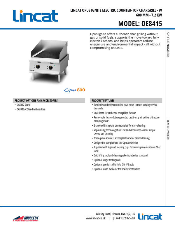 Lincat OE8415 - Electric Char Grill