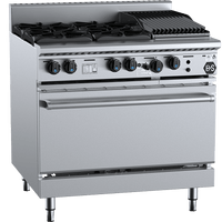 B+S Black OV-SB4-CBR3 - Four Burner Oven with Char Broiler