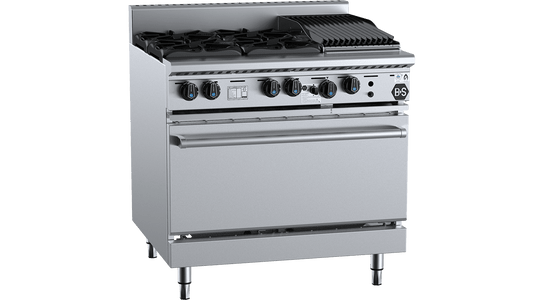 B+S Black OV-SB4-CBR3 - Four Burner Oven with Char Broiler