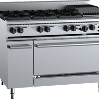 B+S Black OV-SB6-CBR3 - Six Burner Oven with Char Broiler