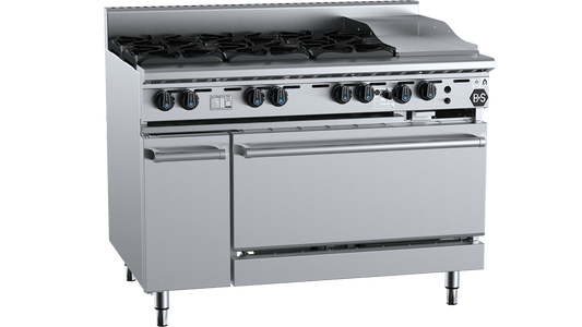 B+S Black OV-SB6-GRP3 - Six Burner Oven with Grill Plate