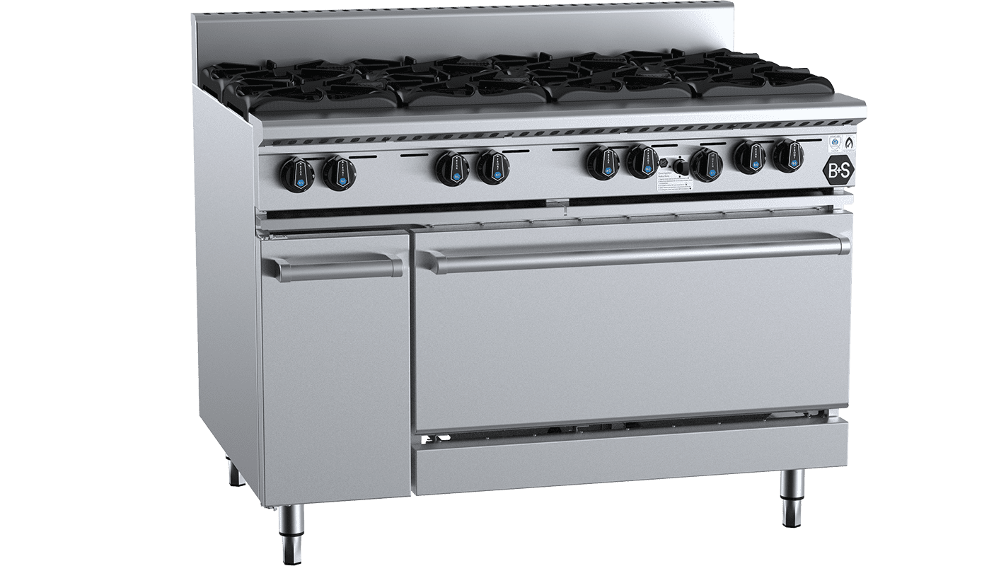 B+S Black OV-SB8 - Eight Burner Range Oven