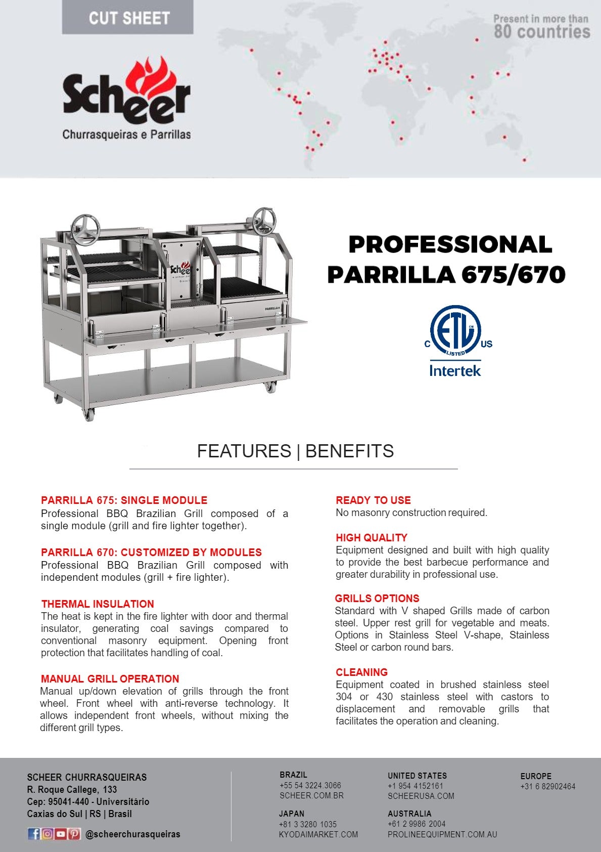 Scheer Proline Parrilla 675 - 1200mm Charcoal/Wood Double Grill