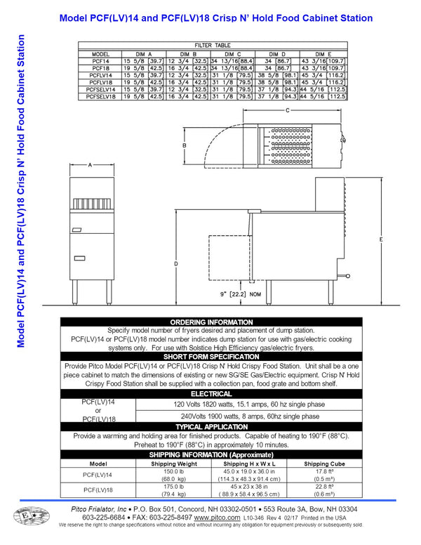 Pitco PCF-18 - Crisp N Hold Food Cabinet