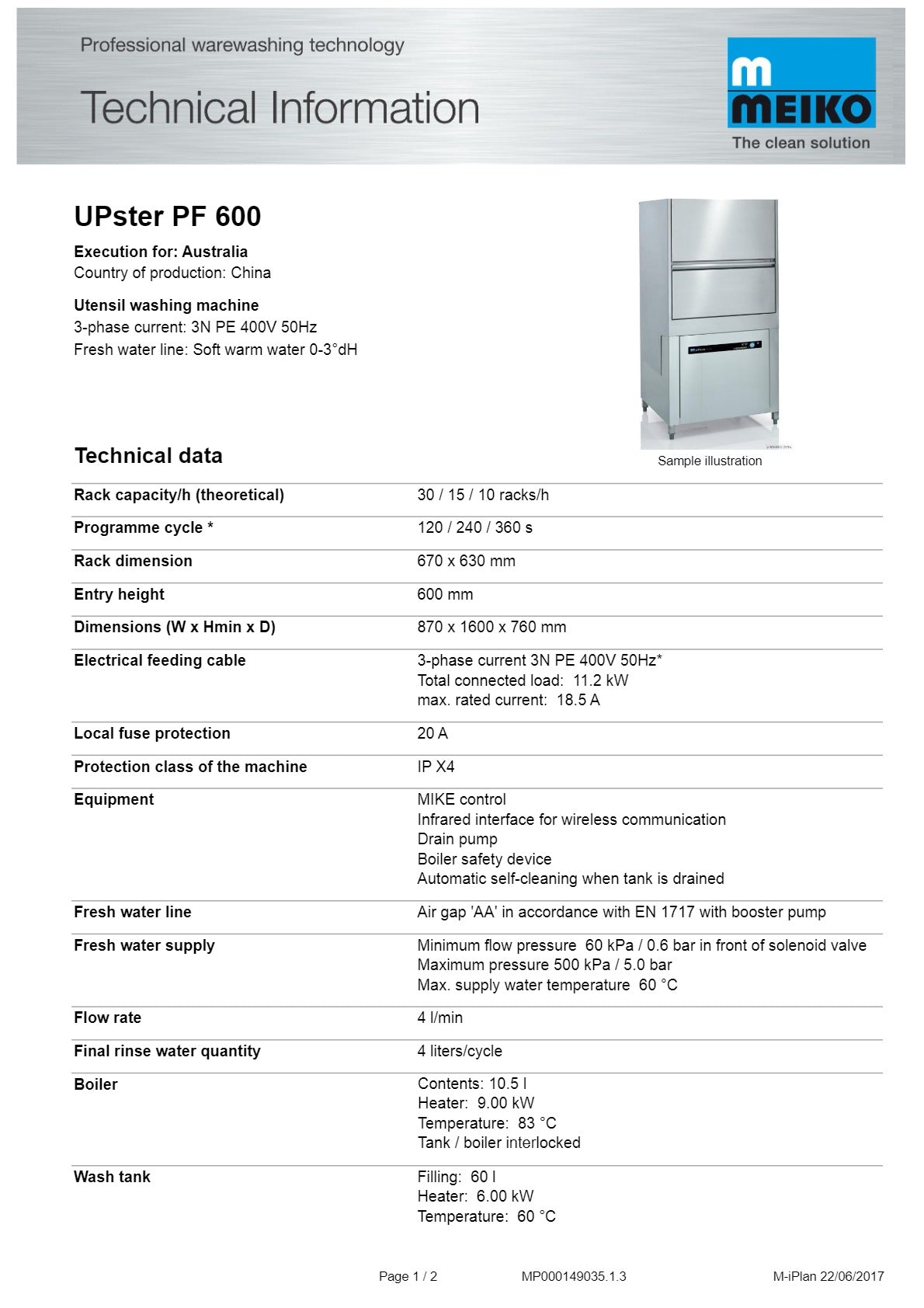 Meiko PF600 - Pot Washer