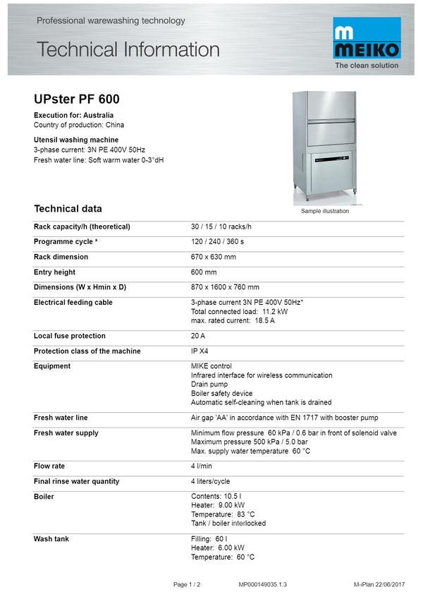Meiko PF600 - Pot Washer