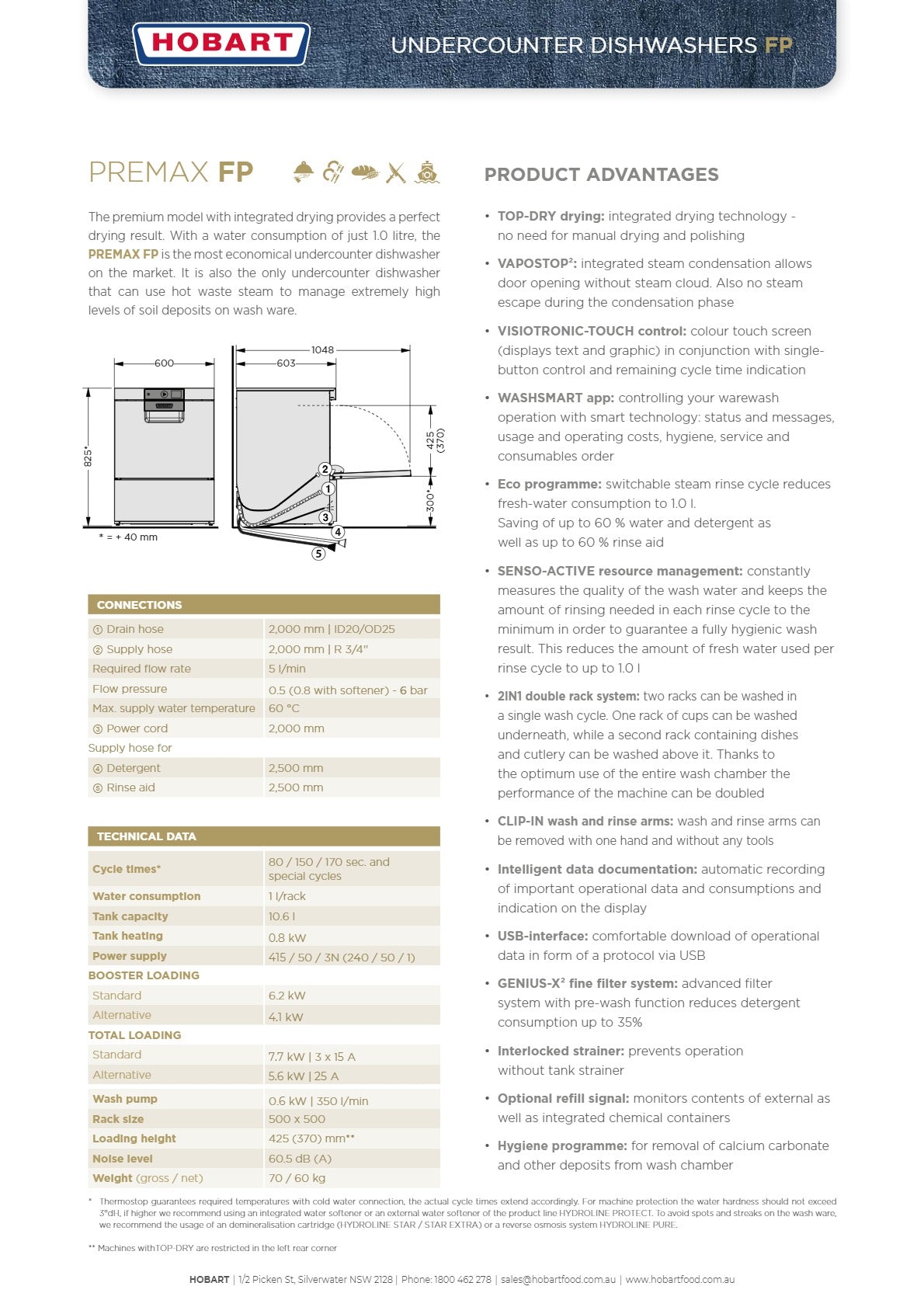 Hobart Profi FP - Undercounter Dishwasher