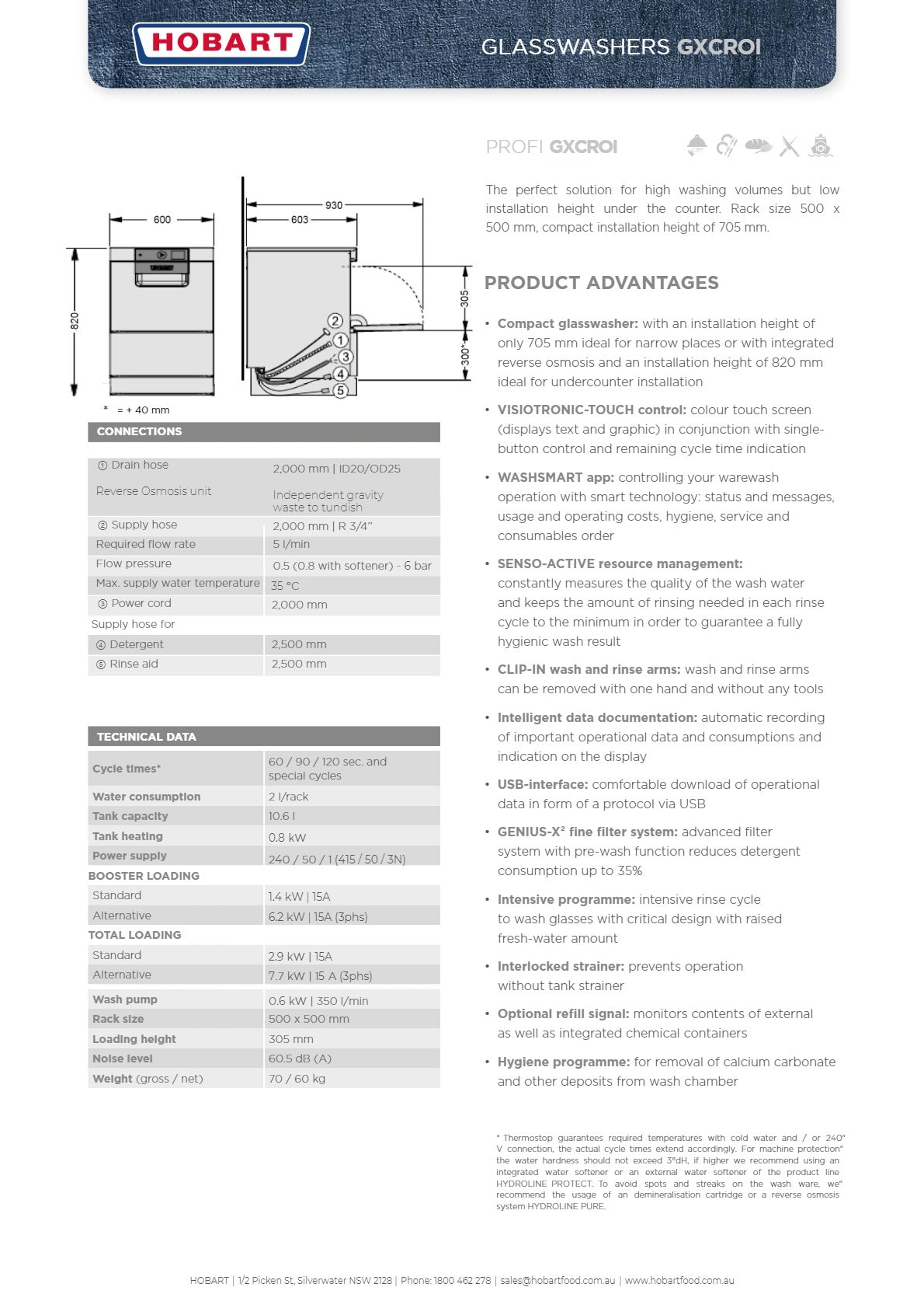 Hobart Profi GXCROI - Undercounter Glasswasher
