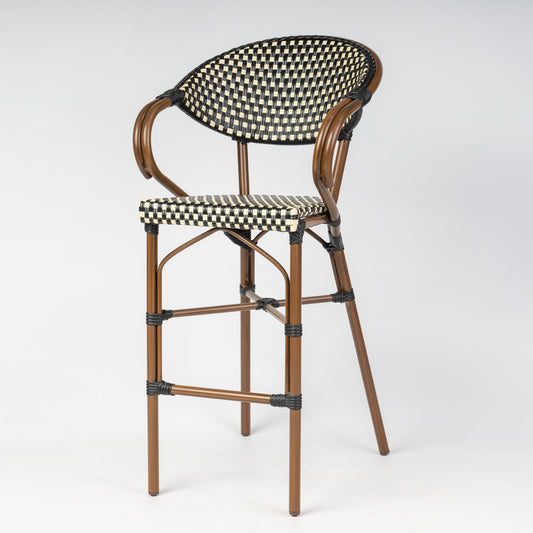 Parisian Bar Stool with Arms - Coffee