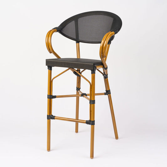 Parisian Bar Stool with Arms Fabric Seat